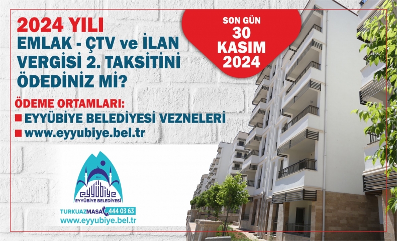 Emlak ÇTV, ilan ve reklam vergisi 2. taksit uyarısı