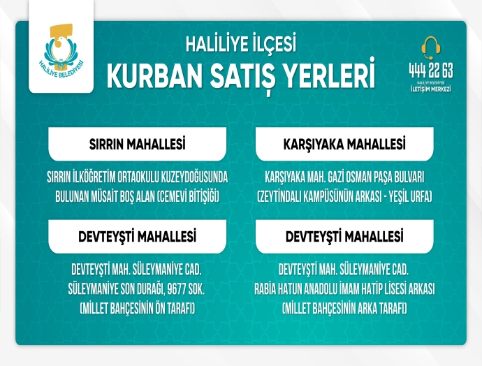Haliliye’de kurban satış ve yerleri belirlendi