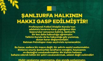 Şanlıurfa Spor: “Şanlıurfa halkının hakkı gasp edilmiştir”