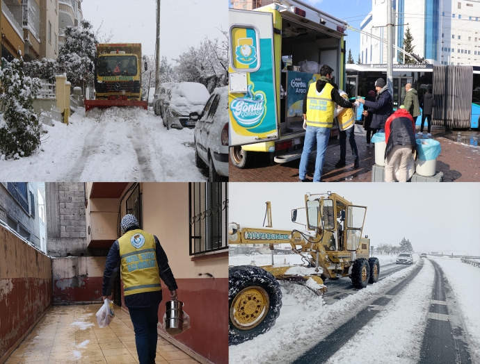 Olumsuz havaya rağmen ihtiyaç sahibi ailelere sıcak yemek ulaştırıldı