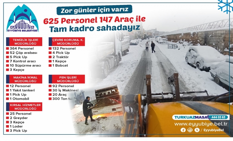 Eyyübiye’de 625 personel 147 araç sahada